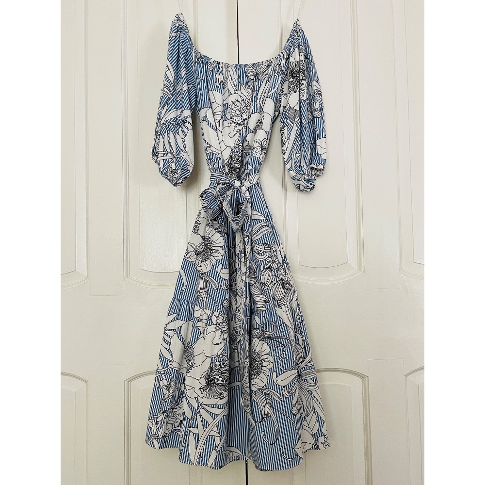 Zara womens floral and stripe printed dress, size Small